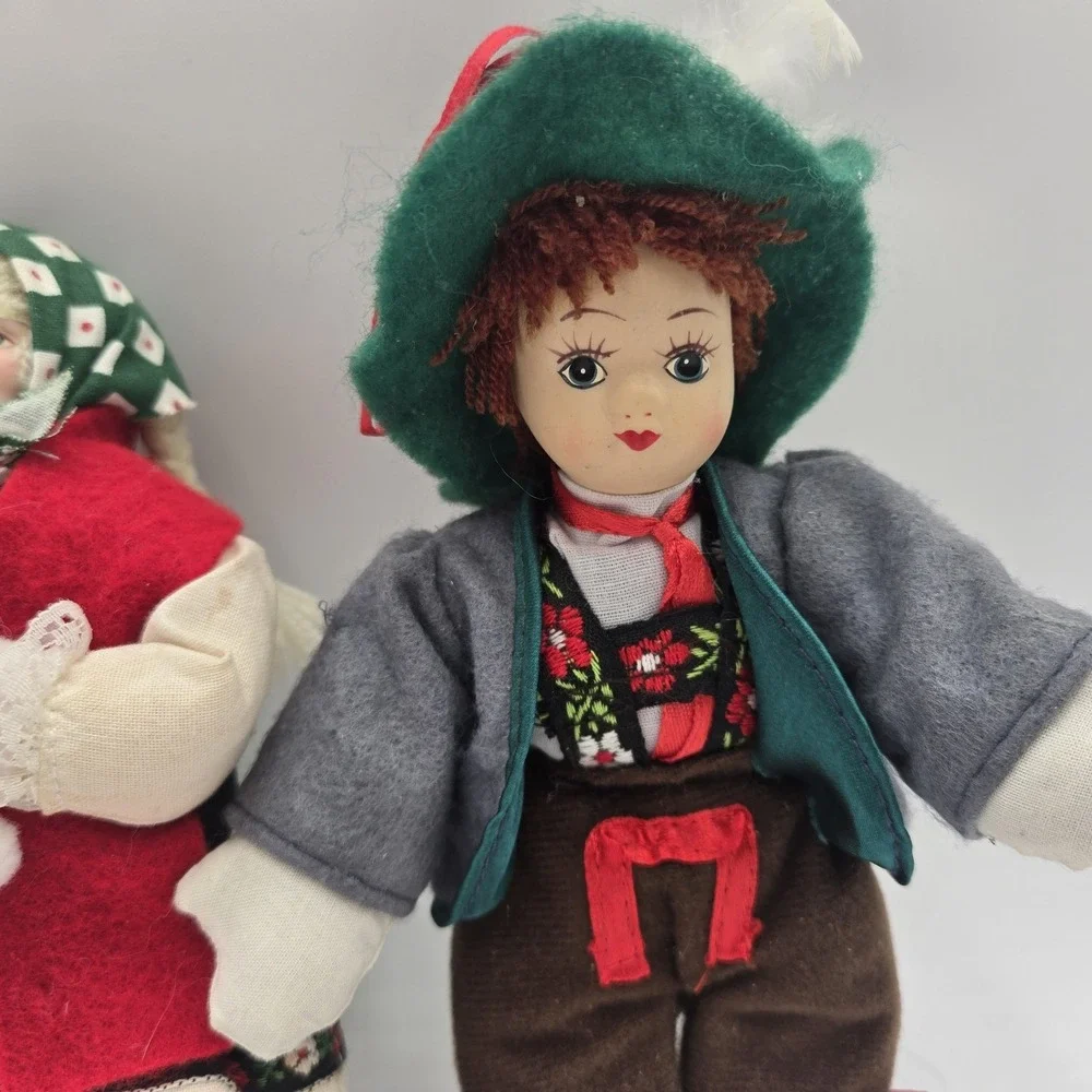 Hand Painted German Bavarian Porcelain Doll‎ Girl Boy Grandma Vtg Folk Figures